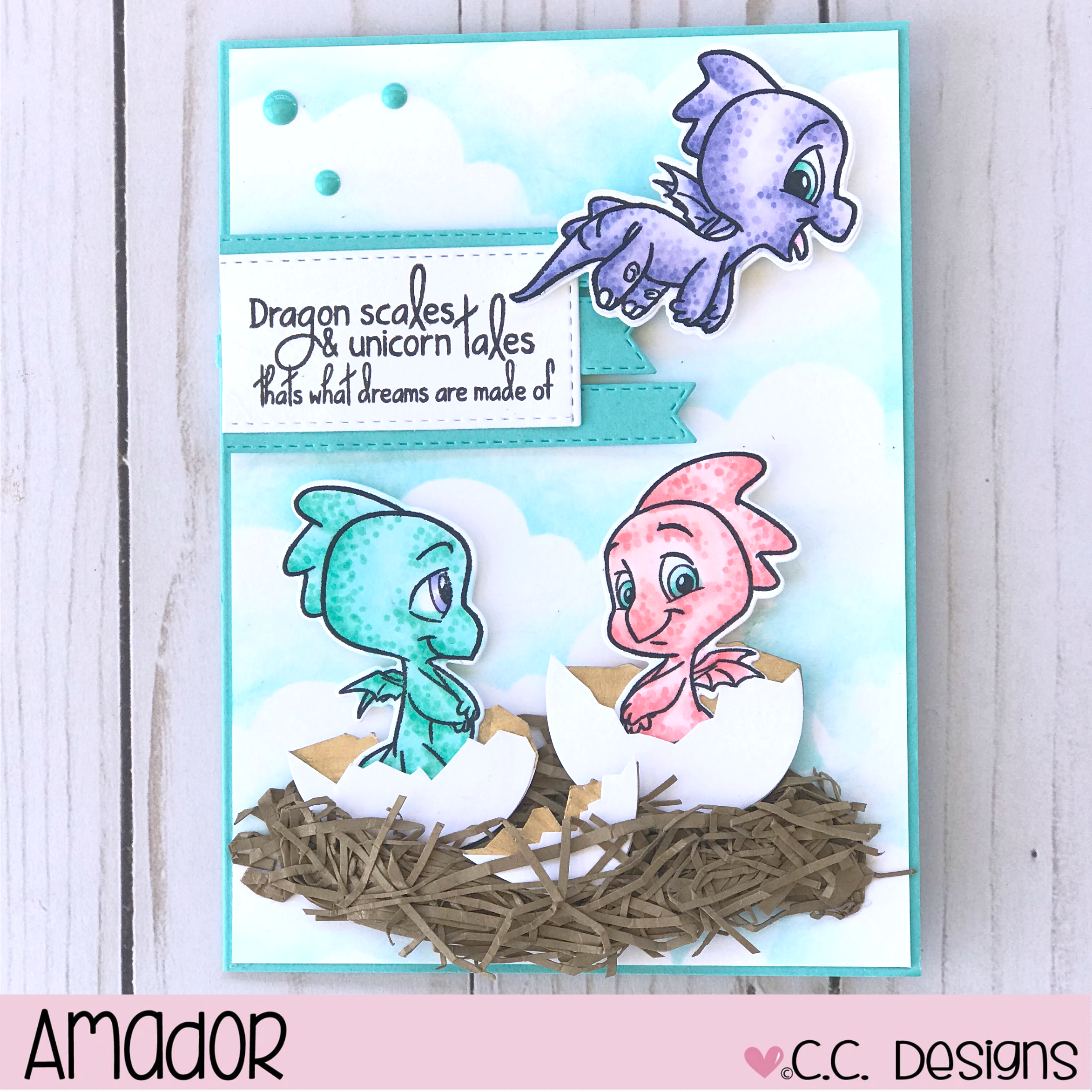 Baby Dragons Card with C.C. Designs New Dragons Stamps